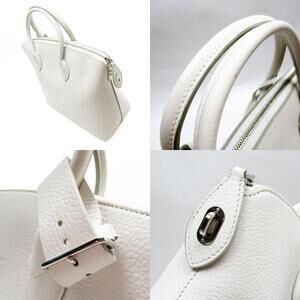 Louis Vuitton White Off Leather Handbag Silver Lockit